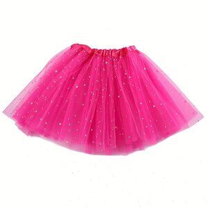 Layered Sequin Decor Tutu Skirt, Girls Dreamy Mesh Skirt For Dance Performance